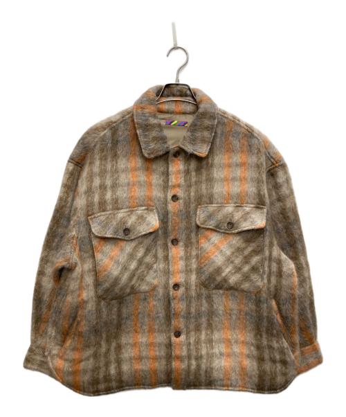 is-ness（イズネス）is-ness (イズネス) CPO SHIRT JACKET ベージュ×オレンジ サイズ:Mの古着・服飾アイテム