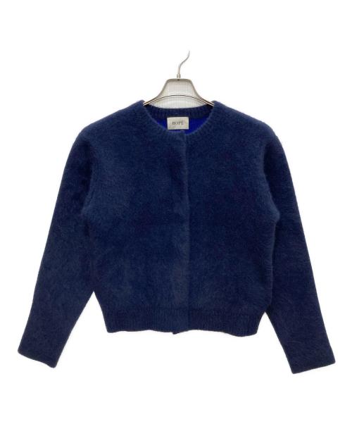 ROPE（ロペ）ROPE (ロペ) チャイニーズラクーン接結カーディガン ネイビー サイズ:Fの古着・服飾アイテム