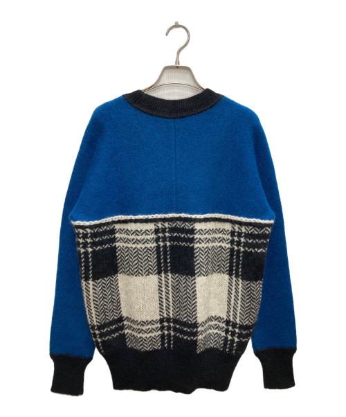 Mame Kurogouchi（マメクロゴウチ）Mame Kurogouchi (マメクロゴウチ) モヘア混チェックニット ブルー×ブラック サイズ:1の古着・服飾アイテム