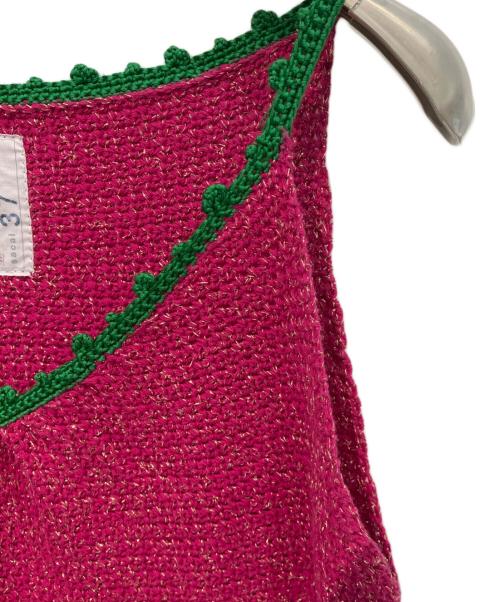 sacai（サカイ）sacai (サカイ) カギ編みニットキャミソール ピンク×グリーン サイズ:38の古着・服飾アイテム