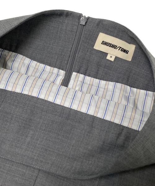 SHUSHU/TONG（シュシュトング）SHUSHU/TONG (シュシュトング) Bow Waist Pleated Skirt グレー サイズ:8の古着・服飾アイテム