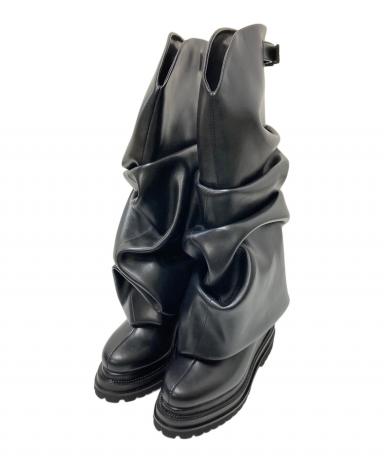 中古・古着通販】POOLDE (プールデ) Melted Wedge Boots ブラック