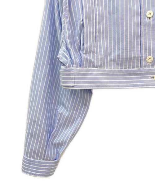MIU MIU（ミュウミュウ）MIU MIU (ミュウミュウ) ストライプクロップドシャツ ライトブルー サイズ:40の古着・服飾アイテム