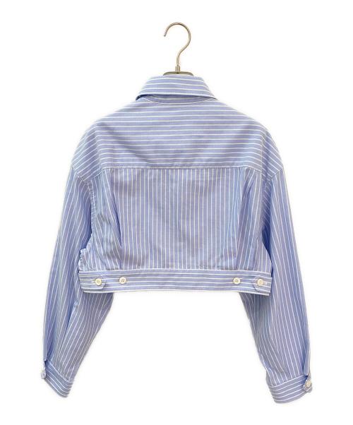 MIU MIU（ミュウミュウ）MIU MIU (ミュウミュウ) ストライプクロップドシャツ ライトブルー サイズ:40の古着・服飾アイテム