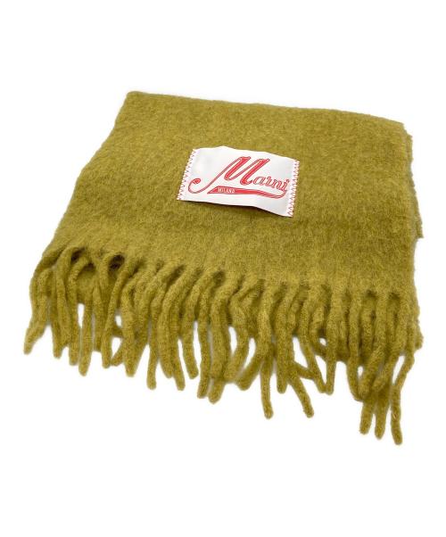 MARNI（マルニ）MARNI (マルニ) ロゴラベル フリンジ ストール マスタードの古着・服飾アイテム