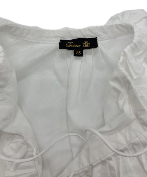 DRAWER（ドゥロワー）Drawer (ドゥロワー) コットンドビータックプリーツブラウス ホワイト サイズ:36の古着・服飾アイテム