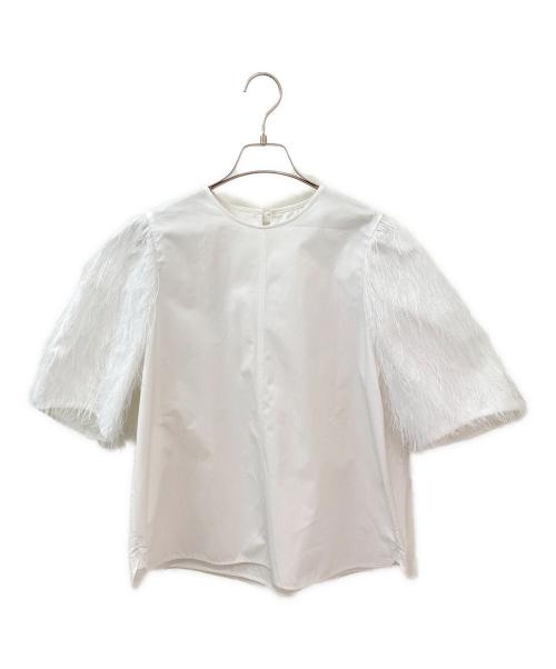 DRAWER（ドゥロワー）DRAWER (ドゥロワー) フリンジスリーブブラウス ホワイト サイズ:38の古着・服飾アイテム