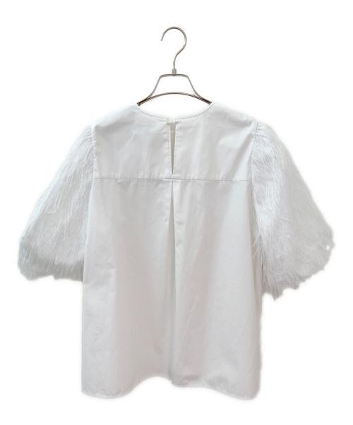 DRAWER（ドゥロワー）DRAWER (ドゥロワー) フリンジスリーブブラウス ホワイト サイズ:38の古着・服飾アイテム