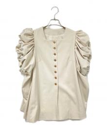 Tresor by Lana（トレゾール バイ ラナ）の古着「もこもこショルダートップス」｜アイボリー