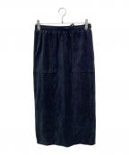 THREE DOTSスリードッツ）の古着「コットンベロア ペンシルスカート」｜ネイビー