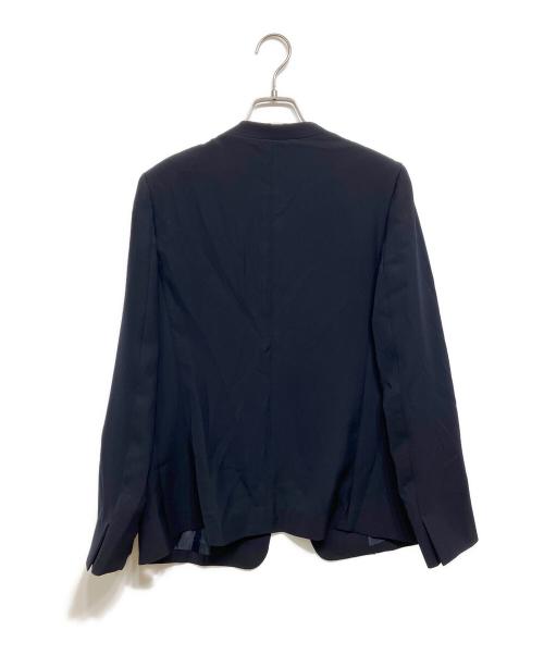 BARNEYS NEWYORK（バーニーズ・ニューヨーク）BARNEYS NEWYORK (バーニーズ・ニューヨーク) スムースサテン ノーカラージャケット ネイビー サイズ:40の古着・服飾アイテム