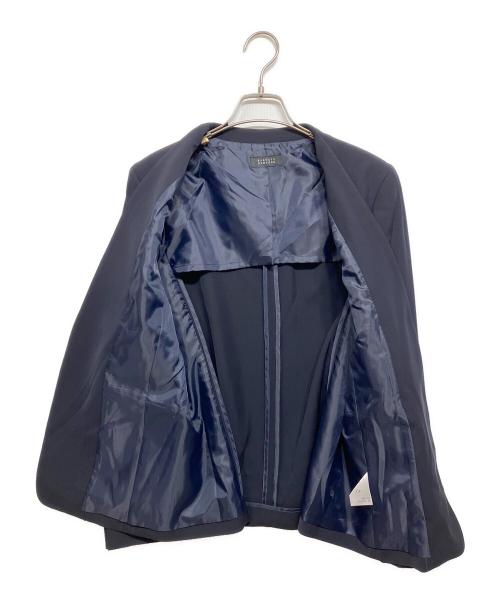 BARNEYS NEWYORK（バーニーズ・ニューヨーク）BARNEYS NEWYORK (バーニーズ・ニューヨーク) スムースサテン ノーカラージャケット ネイビー サイズ:40の古着・服飾アイテム