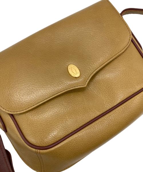 Cartier（カルティエ）Cartier (カルティエ) マストライン レザーショルダーバッグ ボルドー×ブラウンの古着・服飾アイテム