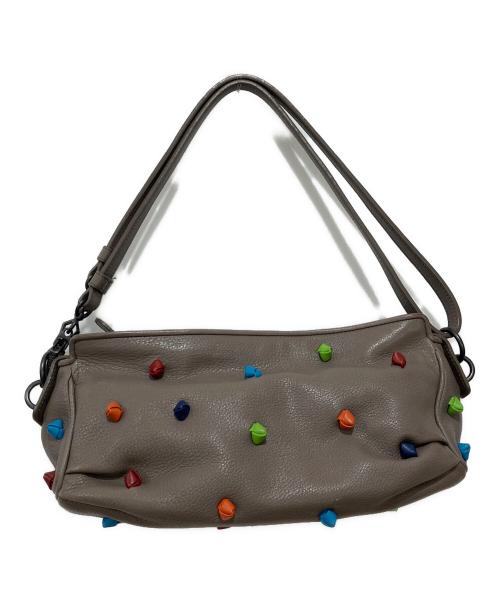BOTTEGA VENETA（ボッテガベネタ）BOTTEGA VENETA (ボッテガベネタ) レザーショルダーバッグ ベージュの古着・服飾アイテム