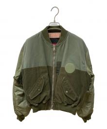 CABAN（キャバン）の古着「ファブリックコンビ リバーシブルMA-1ブルゾン」｜オリーブ
