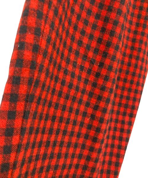tricot COMME des GARCONS（トリココムデギャルソン）tricot COMME des GARCONS (トリココムデギャルソン) 2タックウールブレンドチェックパンツ レッド サイズ:Mの古着・服飾アイテム