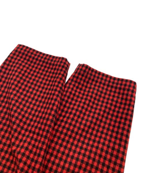 tricot COMME des GARCONS（トリココムデギャルソン）tricot COMME des GARCONS (トリココムデギャルソン) 2タックウールブレンドチェックパンツ レッド サイズ:Mの古着・服飾アイテム