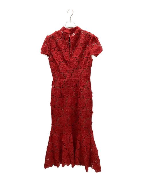 SELF PORTRAIT（セルフ ポートレイト）SELF PORTRAIT (セルフ ポートレイト) フラワーレースミディドレス レッド サイズ:UK10の古着・服飾アイテム