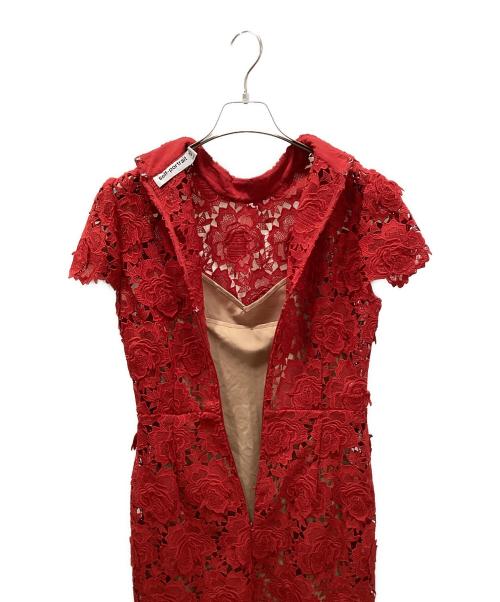 SELF PORTRAIT（セルフ ポートレイト）SELF PORTRAIT (セルフ ポートレイト) フラワーレースミディドレス レッド サイズ:UK10の古着・服飾アイテム