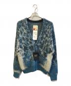 SEVESKIGセヴシグ）の古着「Fading Leopard Knit Cardigan KN-SV-NYA-1002」｜ブルー×ホワイト