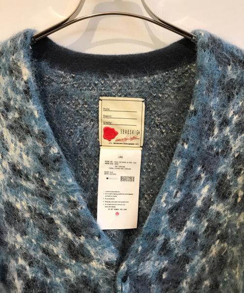SEVESKIG（セヴシグ）SEVESKIG (セヴシグ) Fading Leopard Knit Cardigan KN-SV-NYA-1002 ブルー×ホワイト サイズ:L 未使用品の古着・服飾アイテム