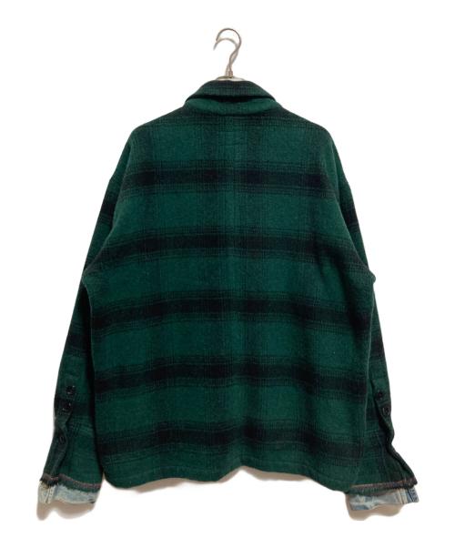 GREG LAUREN（グレッグローレン）GREG LAUREN (グレッグローレン) GREEN PLAID SHAWL COLLAR BOXY グリーン サイズ:4の古着・服飾アイテム