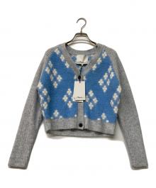3.1 phillip lim（スリーワンフィリップリム）の古着「柄切替ニットカーディガン」｜グレー×ブルー