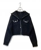 theoryセオリー）の古着「Lana Mouline Tweed Cardi フードカーディガン 01-4403711」｜ブラック