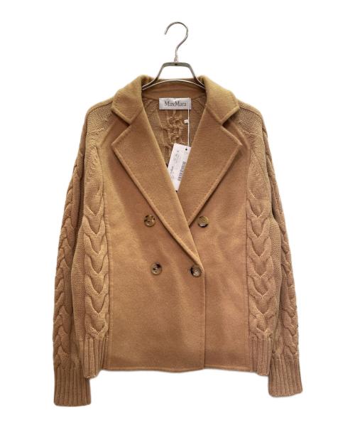 MaxMara（マックスマーラ）MaxMara (マックスマーラ) ダブルブレスト ケーブルニット カーディガン キャメル サイズ:XS 未使用品の古着・服飾アイテム