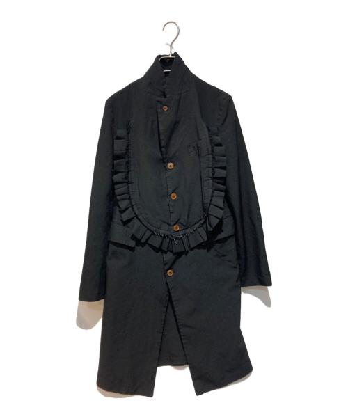 COMME des GARCONS COMME des GARCONS（コムデギャルソン コムデギャルソン）COMME des GARCONS COMME des GARCONS (コムデギャルソン コムデギャルソン) ポリ縮絨フリル前掛け ロングジャケット ブラック サイズ:Sの古着・服飾アイテム