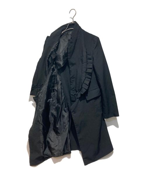 COMME des GARCONS COMME des GARCONS（コムデギャルソン コムデギャルソン）COMME des GARCONS COMME des GARCONS (コムデギャルソン コムデギャルソン) ポリ縮絨フリル前掛け ロングジャケット ブラック サイズ:Sの古着・服飾アイテム