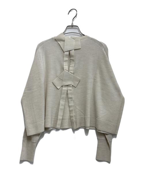 Curensology（カレンソロジー）Curensology (カレンソロジー) ファインウールバックリボンプルオーバー ベージュ サイズ:FREEの古着・服飾アイテム