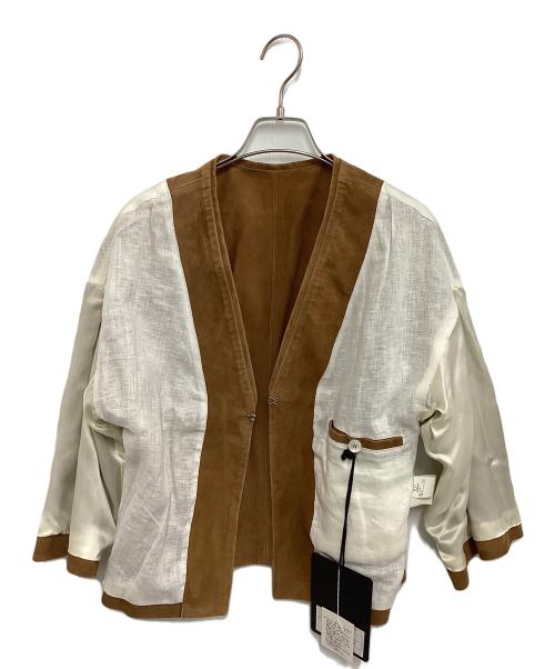 Cinquanta（チンクワンタ）Cinquanta (チンクワンタ) スウェードノーカラージャケット ブラウン サイズ:38の古着・服飾アイテム