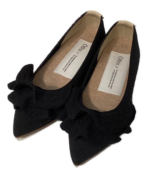 offen（オッフェン）offen (オッフェン) フリルパンプス ブラック サイズ:SIZE 23.5cmの古着・服飾アイテム