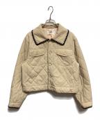 furfurファーファー）の古着「キルティングステッチブルゾン」｜ベージュ