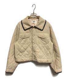 furfur（ファーファー）の古着「キルティングステッチブルゾン」｜ベージュ