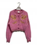 Lily Brown×KEITA MARUYAMAリリーブラウン×ケイタマルヤマ）の古着「エンブロイダリーブラッシュカーデ」｜ピンク