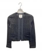 LANVIN en Bleuランバンオンブルー）の古着「ノーカラージップジャケット」｜ブラック