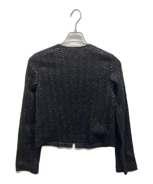 LANVIN en Bleu（ランバンオンブルー）LANVIN en Bleu (ランバンオンブルー) ノーカラージップジャケット ブラック サイズ:38 未使用品の古着・服飾アイテム