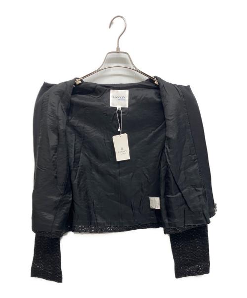 LANVIN en Bleu（ランバンオンブルー）LANVIN en Bleu (ランバンオンブルー) ノーカラージップジャケット ブラック サイズ:38 未使用品の古着・服飾アイテム