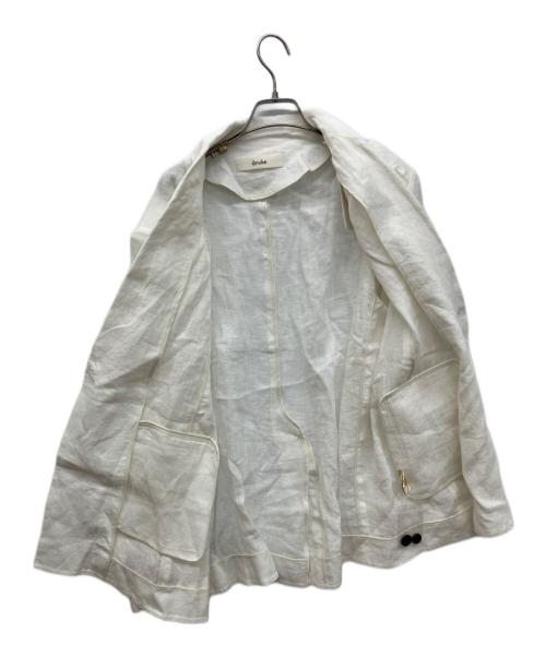 anuke（アンヌーク）anuke (アンヌーク) Linen Sheer Jacket　リネンシアージャケット　テーラードジャケット ホワイト サイズ:38の古着・服飾アイテム