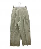 TODAYFULトゥデイフル）の古着「Tuck Linen Trousers　タック入りリネンパンツ」｜ライトグリーン