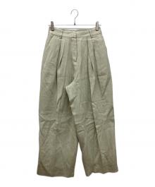 TODAYFUL（トゥデイフル）の古着「Tuck Linen Trousers　タック入りリネンパンツ」｜ライトグリーン