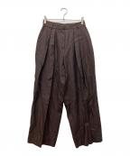TODAYFULトゥデイフル）の古着「Tuck Linen Trousers」｜ブラウン