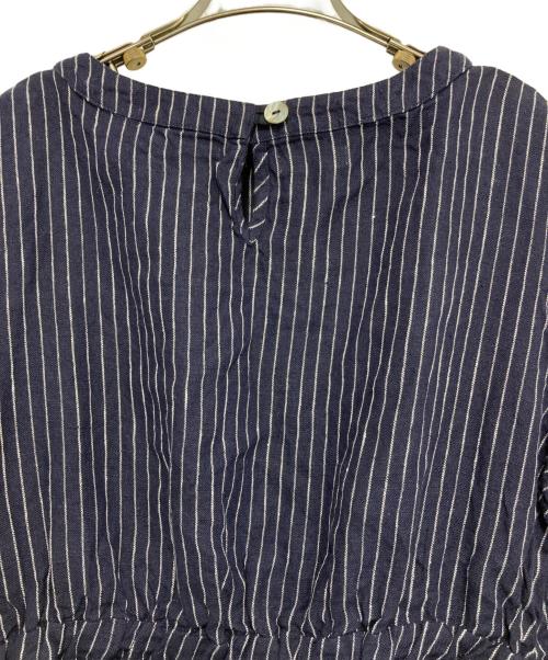 fog linen work（フォグリネンワーク）fog linen work (フォグリネンワーク) 北欧、暮らしの道具店 (ホクオウ、グラシノドウグテン) 別注 ストライプリネンワンピース ネイビー×ホワイト サイズ:-の古着・服飾アイテム