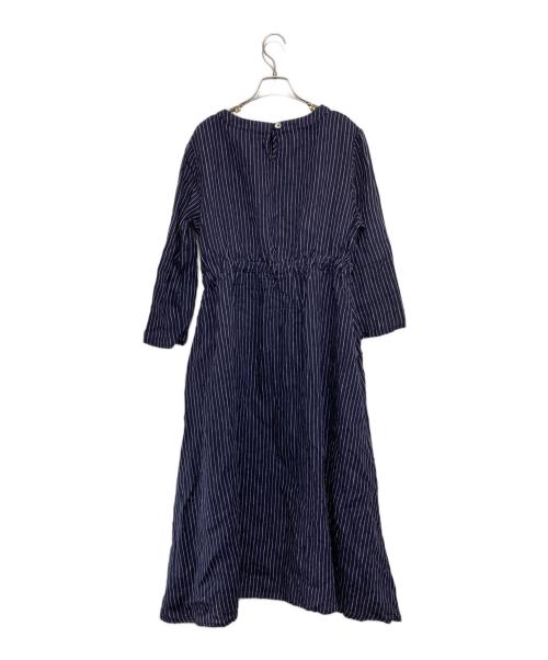 fog linen work（フォグリネンワーク）fog linen work (フォグリネンワーク) 北欧、暮らしの道具店 (ホクオウ、グラシノドウグテン) 別注 ストライプリネンワンピース ネイビー×ホワイト サイズ:-の古着・服飾アイテム