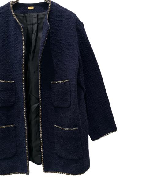 MUSE de Deuxieme Classe（ミューズ ドゥーズィエム クラス）MUSE de Deuxieme Classe (ミューズ ドゥーズィエム クラス) chain tweed ジャケット ネイビー サイズ:Freeの古着・服飾アイテム