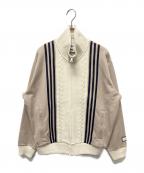KITH×adidasキス×アディダス）の古着「25SS Football Track Suit Top/ジップアップトラックジャケット」｜ベージュ×ホワイト