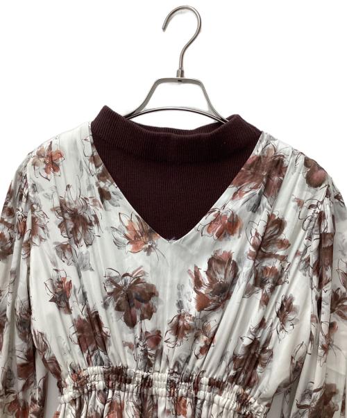 anuans（アニュアンス）anuans (アニュアンス) ニット×ウエストフリルワンピース ブラウン サイズ:Fの古着・服飾アイテム