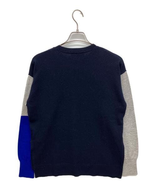 ENFOLD（エンフォルド）ENFOLD (エンフォルド) BI-COLOR PULLOVER　クルーネックプルオーバーニット ネイビー サイズ:38の古着・服飾アイテム